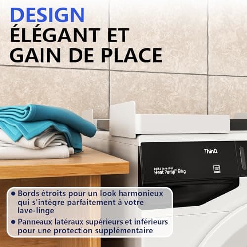 JHCHU Kit de superposition universel pour lave-linge et sèche-linge - Cadre réglable 45 à 68 cm - Idéal pour connexion de machine à laver et sèche-linge (blanc)