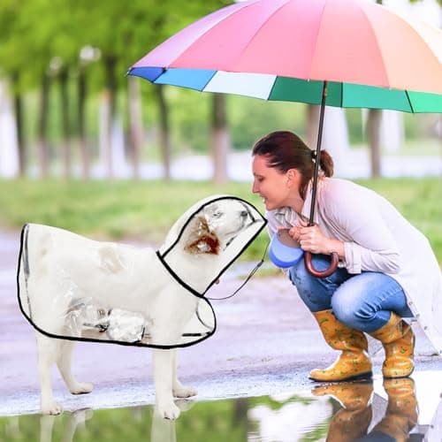PETCUTE Manteau de Pluie Imperméable pour Chien avec Capuche,Imperméable pour Chien en PVC Transparent,Manteaux imperméables pour Chiens avec Fermeture à Boutons,pour Les Jours de Pluie