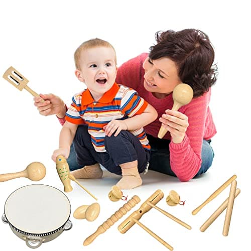 Instruments de Musique en Bois pour Tout-Petits & Bebe, Ulifeme Enfant Instrument de Musique Enfant 3-6 Ans, Petit Instrument de Musique en Bois Set Instrument Musique Enfant Kit Instrument de Musique