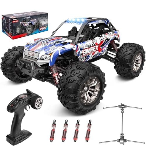 SIMREX Voiture Telecommandé Tout - Terrain à l'échelle 1: 16, 36 km/h, 4 Roues motrices avec télécommande 2,4 GHz, avec Batterie Rechargeable, pour Les Enfants de Plus de 6 Ans