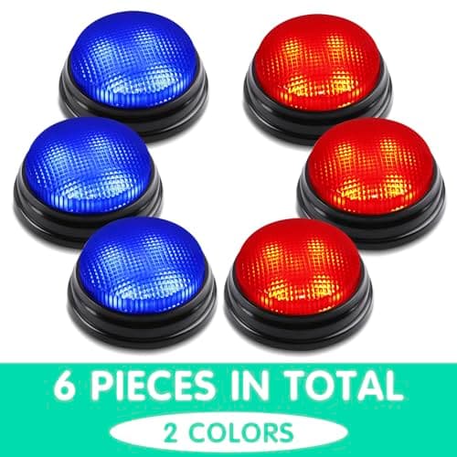 BEAN LIEVE 6 Pack Game Jeu Buzzer avec 2 lumières et Sons différents, des Boutons de Buzzer de Quiz Show, Parfait pour Les Nuits de Trivia familiale et l'activité d'enseignement en Classe