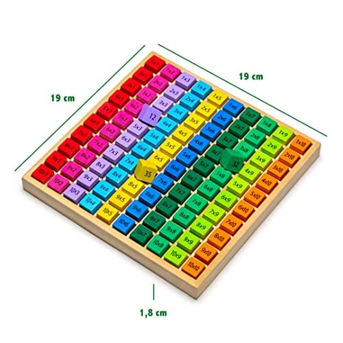 Natureich Montessori Mathématique 1x1 Tableau Garçon et Fille, Enfants à Partir 3 Ans, Planche D’Empilage Et De Tri Éducatif, Jouets en Bois pour Apprends à Compter, Nombres, Motrices, Multiplication