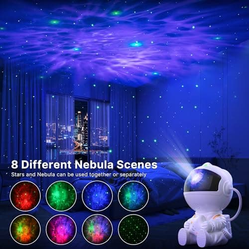Macchiatto Astronaute Projecteur, Projecteur Ciel Etoile avec 8 Modes Nébuleuse, Galaxy Projecteur Avec Télécommande, Rotation à 360 ° Veilleuse Projecteure pour Enfants et Adultes