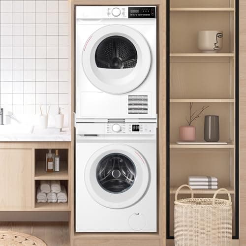 NIUXX Universel Kit de Superposition pour 46-66cm Lave-linge et Sèche-linge, Kit D’empilage pour Machine à Laver, Cadre Intermédiaire pour Laver, Sèche-Linge Kit Intermédiaire avec Sangles à Cliquet