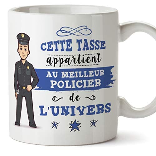 Mugffins Policier Tasses Originales de café et Petit-déjeuner à Donner Travailleurs Professionnels - Cette Tasse Appartient au Meilleur Policièr de l'univers - Céramique 350 ML
