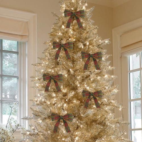 G2PLUS 25 Yards Ruban de Noël 15mm Ruban à Carreaux Rouge et Vert avec Bord Doré Ruban Décoratif pour Emballage Cadeau,Artisanat Décoration D'arbre de Noël