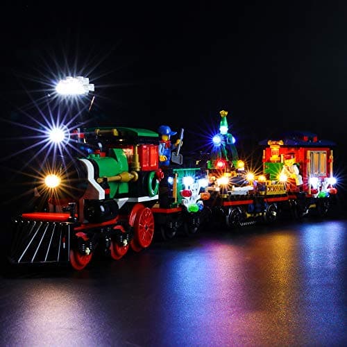 BRIKSMAX Kit de LED pour Lego Train de Noël Festif Creator,Compatible avec la Maquette Lego 10254, La Maquette de Construction n'est Pas Incluse