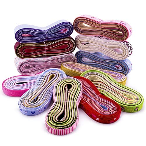 Ruban gros grain 450 g 10 mm 16 mm 25 mm 38 mm 3/8" 5/8" 1-1/2" 1-1/2" couleurs mélangées uni/imprimé pour loisirs créatifs, couture, nœuds