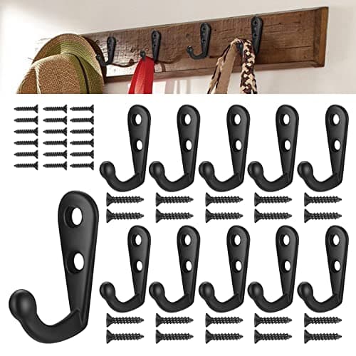 30 Pièces Crochet de Manteau Métal Crochets de Patères Manteau de Porte, Rétro Crochet Mural Crochet Patere avec Vis Pour Cuisine Salon Chambre, Derrière la Porte (Noir)