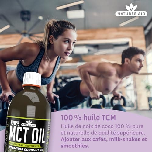 Natures Aid Huile 100 % TCM de, huile de noix de coco de qualité supérieure, provenant de sources durables, ajouter aux cafés ou milk-shakes, convient aux végétaliens, 500 ml