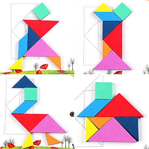 Coogam Magnétique Voyage Tangram Puzzles Livre Jeu Tangrams Jigsaw Formes Dissection avec Solution pour Enfant Adulte Vacances Tangos Voyageur Défi IQ Jouet Éducatif (360 Patterns)