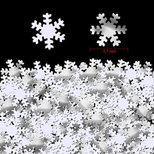 HOWAF 1500 pièces Flocons de Neige Paillette Confettis de Noël Confettis Mix Argent Blanc Flocons de Neige confettis pour Table de Noël Décorations Fête Anniversaire Mariage