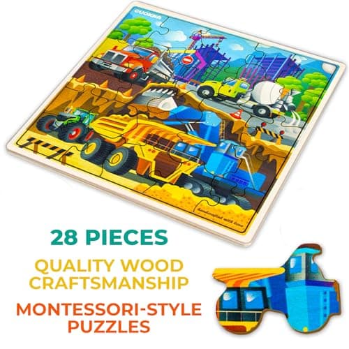 QUOKKA Puzzles de Transport en Bois pour Enfants de 3 à 5 Ans - 28 pièces - pour Enfants de 4 à 8 Ans - Jouets de Transport en Bois pour Enfants de 6 à 8 Ans