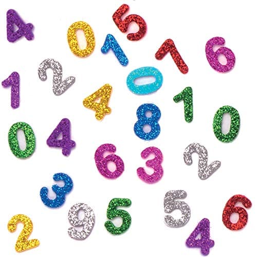 Baker Ross Glitter Foam Self-Adhesive Numbers (Pack of 800) - Arts and Crafts for Kids