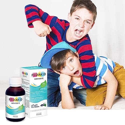 PEDIAKID - Sirop Nervosité -Complément Alimentaire Naturel - Formule Exclusive au Sirop d'Agave - Favorise l'Apaisement - Réduit l'Agitation - Arôme Naturel Cassis - Flacon de 125 ml