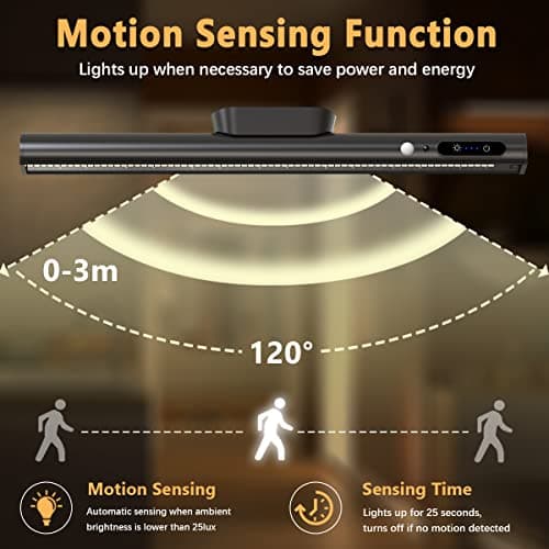 bravzurg Lampe de Bureau LED Sans Fil avec Detecteur Mouvement, 4000mAh Lumiere Rechargeable USB, Reglette LED Cuisine Magnétique Télécommande, Éclairage Murale pour Placard, Tableau, Miroir, Armoire