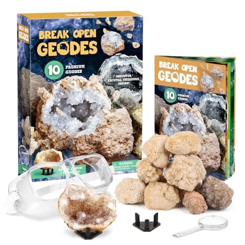 XXTOYS - Kit Pierres et Minéraux- 10 Géodes - Pierre Naturels à Ouvrir en Les Cassant - Découverte de Cristaux