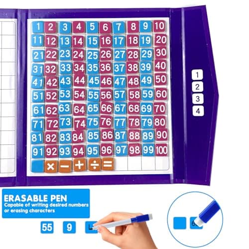 HNBTX Jeux Multiplication,Apprendre a Compter,Enfant Jeux Educatif,Jeu Educatif de Chiffres Magnétiques en Bois, Montessori Math pour pour 3+Ans.
