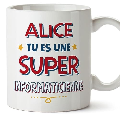 Mugffins Tasses Personnalisables pour INFORMATICIENNE femme - En Français - Cadeau Personalisé- Tu es Super - 11 oz / 330 ml