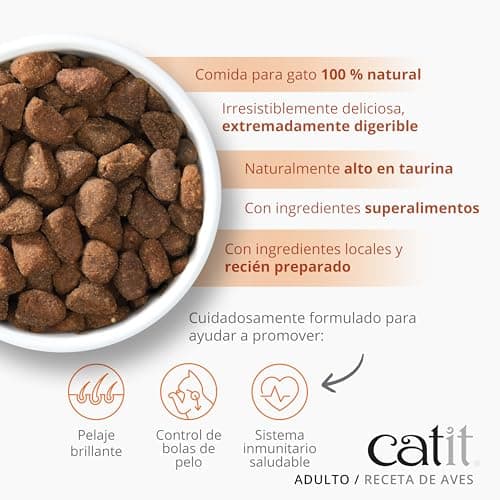 Catit Recettes Croquettes pour Chats, à la Volaille, pour Chats Adultes, Aliment Complet, 400 g, Aide à Prévenir la Formation de Touffes de Poils