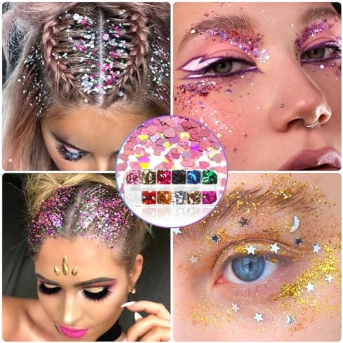 Kit Tatouage Paillettes Enfant Filles, 36 Couleurs Tatouage Temporaire à Paillettes, Kit Maquillage de Tatouage Paillette Temporaires, Cadeau pour Anniversaire Carnaval Fête