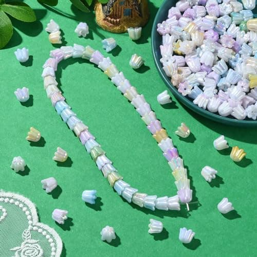 Stiesy Lot de 300 perles d'espacement en résine opaques colorées pour la fabrication de bijoux, bracelets et loisirs créatifs