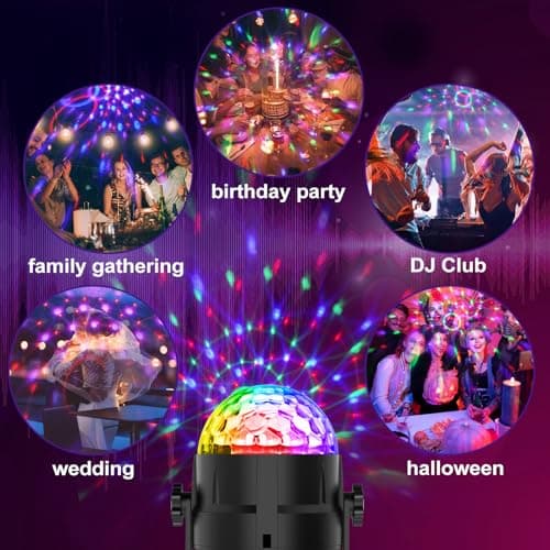 Gobikey Boule disco, rotation à 360° contrôlée par la musique avec télécommande et câble de 2 mètres, 15 couleurs RGBP boule a facette Convient pour la Réunion familiale Enfants Fête d'anniversaire