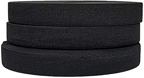 25M Bande élastiques de couture, bande élastique plate, bande élastique large, large bande élastique plate, bande élastique blanche, tissu élastique à coudre, bandes à coudre Noir (25m x 25m)