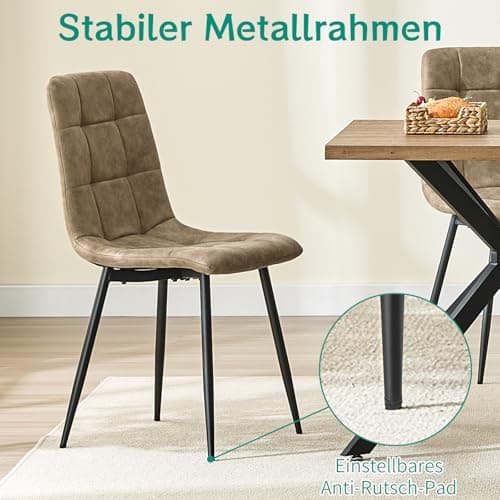 LEWE Chaises de Salle à Manger Set de 6,Tissu Technologique Chaise de Salle à Manger Chaise de Cuisine Chaise Rembourrée Chaise Design avec Dossier,pour Salle à Manger, Salon, Cuisine