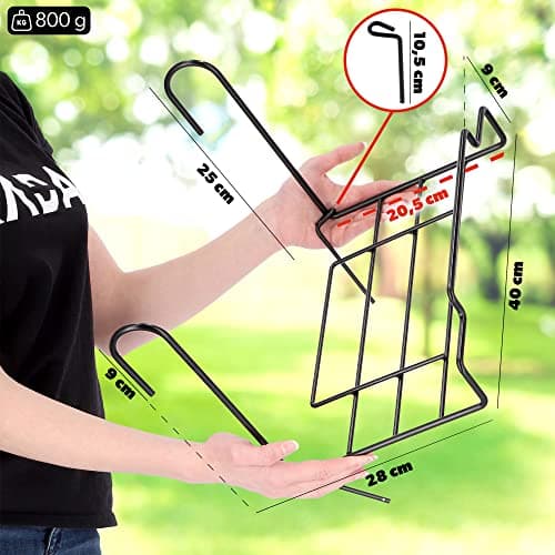 KADAX Support de pot de fleurs universel, pratique et élégant pour balustrade, balcon, terrasse, jardinière, intérieur et extérieur, support de plantes, acier, noir