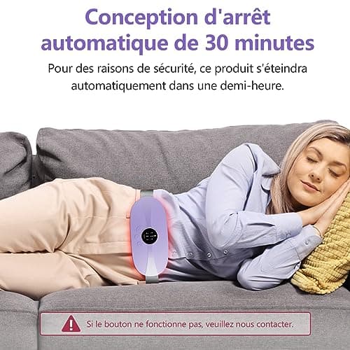 Ceinture Menstruelle Chauffante Electrique- Coussin Chauffant Menstruel Portable 3 Niveaux Température 3 Modes de Massage Pour le Soulagement Douleurs Menstruelles Lombair/Dos Chauffante Massage