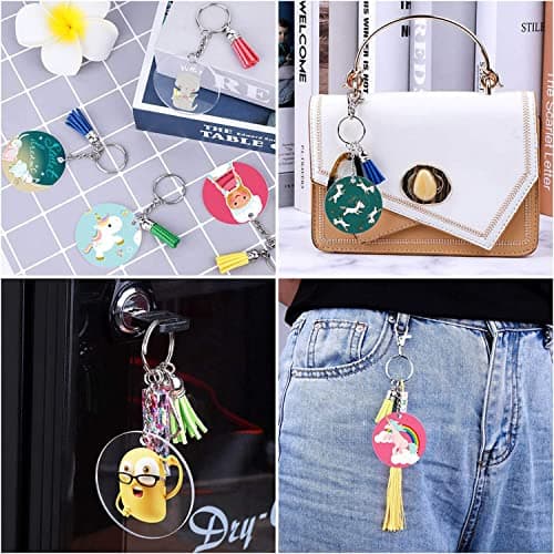 120 pièces Transparent Ronde Porte-clés, acrylique blancs ronds porte-clés, Transparents Porte-Clés Cercle, acrylique blancs porte-clés, Disques Porte-clés Kit pour DIY Porte-Clés Bijoux Accessoires