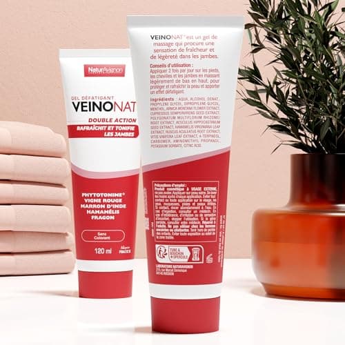 Laboratoire NaturAvignon Veinonat Gel Frais Circulation | Aide à soulager les sensations de jambes lourdes | 9 actifs 100% naturels | Vigne rouge + Marron d'Inde + Hamamélis + Fragon | 120mL