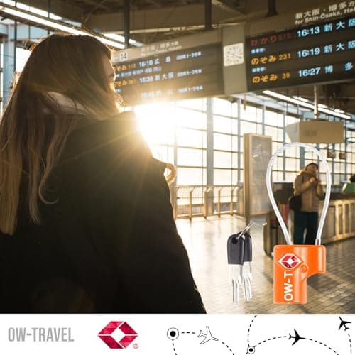 OW-Travel Cadenas Cable Clé TSA pour Valise. Cadenas Clef Antivol pour Bagages Casier Rangement Tente Camping. Cadenas USA. Accessoires de Voyage. Verrou a Cle Valise 1 Orange
