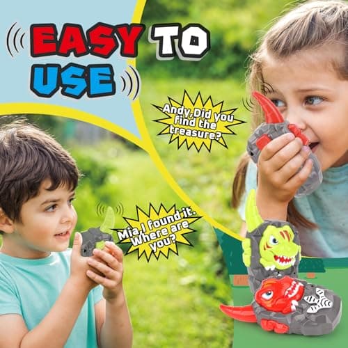 2 Paquets de talkies-Walkies Dinosaures pour Enfants, Jouets d'intérieur et d'extérieur d'une portée d'un Demi-Mile pour Les garçons âgés de 3 à 5 Ans