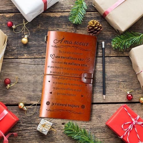 Funnli Cadeau Soeur, Carnet de Notes en Cuir de 144 Pages Cadeau Pour Soeur, cadeau Noel anniversaire Graduation Pour Les Sœurs, Meilleure Cadeaux Petite Sœur Original, Idée Ma Soeur