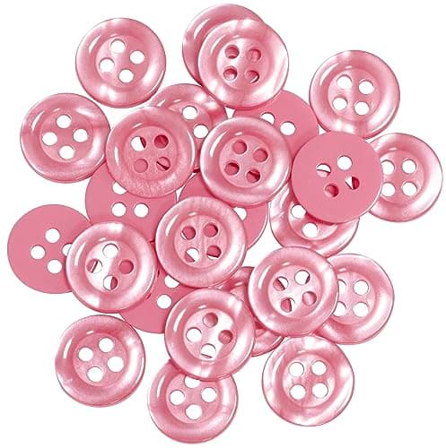 AERZETIX - C67915 - Lot de 25 Boutons à coudre ronds Ø11.5x2 mm à 4 trous 18L L18 avec bord - couleur rose - en plastique - ouverture 1.8 mm - fashion mercerie couture vêtements décoration