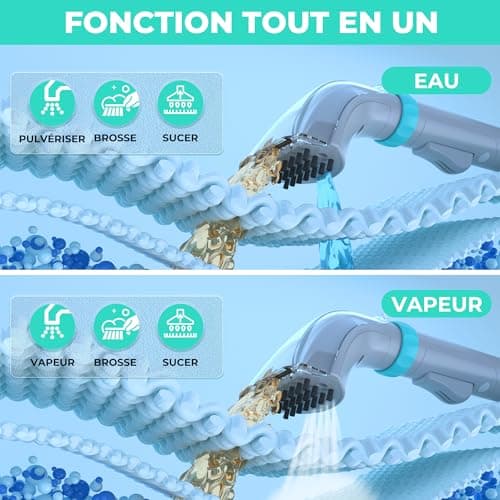 HAUSHOF StainZapper Vapo 3 en 1 Nettoyeur Vapeur de Tapis | Shampouineuse | Aspirateur Vapeur | Nettoyeur Profond, Désinfection | Pour Canapé Voiture et Tissus d'Ameublement | 1,8L+1,3L | 12KPa | 75dB