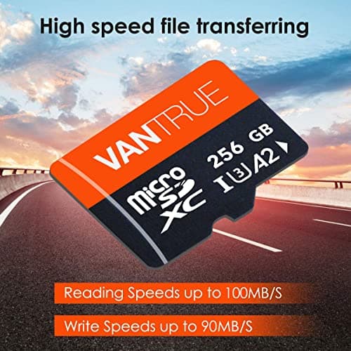 Vantrue 256 Go Carte mémoire microSDXC UHS-I U3 4K avec Adaptateur Compatible avec Dashcam, Smartphone, Tablette, caméra d'action et caméra de Surveillance (256Go)