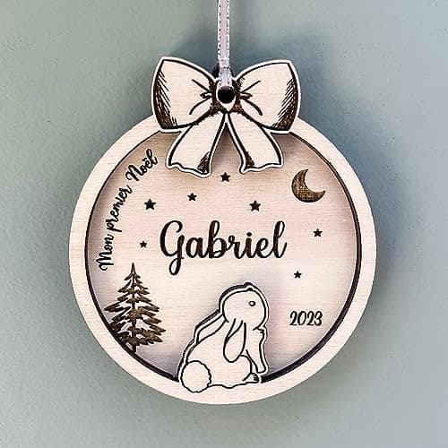 Boule mon premier noël personnalisée en bois, cadeau de noël ou de naissance, souvenir du premier noël de bébé.