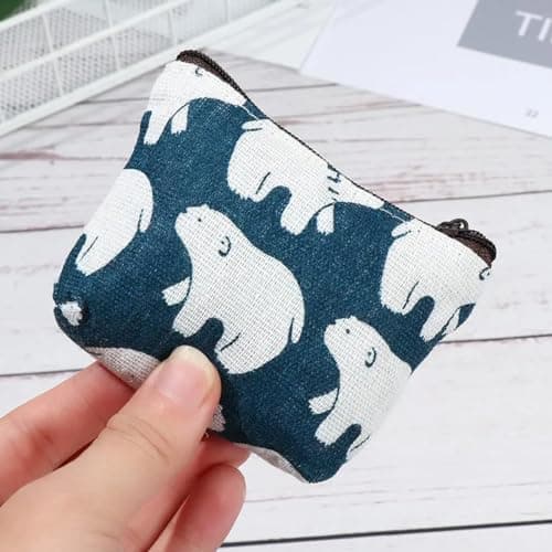 Mini Porte Monnaie en Toile,4 Pièces Mignon Petit Pochette Portefeuille avec Fermeture Eclair,Coin Porte Monnaie Enfant,Mini Porte Monnaie pour Rouge à Lèvres,Pièces,Carte de Crédit,Clés-Style B