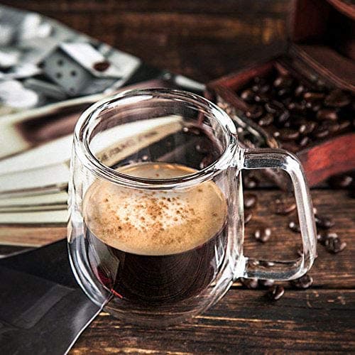 Vicloon Tasse Double Paroi, Lot de 6 Double Paroi Verre à Café en Verre Transparent, Verres à Double Paroi, Tasses en Verre Borosilicate, pour Thé,Café,Lattes,Cappuccino,Espresso,Bière