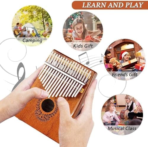 Kalimba 17 Clés Pouce - Piano à Doigts Portable Mbira Sanza Instrument Marimbas de Musique Professionnel avec Étui de Protection Instruction D'étude Marteau D'accord Cadeau Pour Enfants Adultes