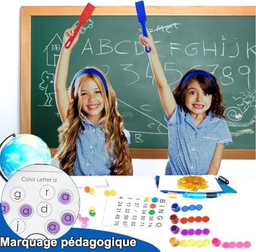 Kit de Bingo Magnétique - 1 Bâton Magnétique + 100 Jetons Loto - Jeu Éducatif pour Enfants et Accessoire Pratique de Stockage (Rouge)