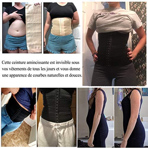 Chumian Gaine Amincissante pour Femme Invisible Ventre Plat Corset Minceur Serre-Taille Body Sculptant (Noir, S)