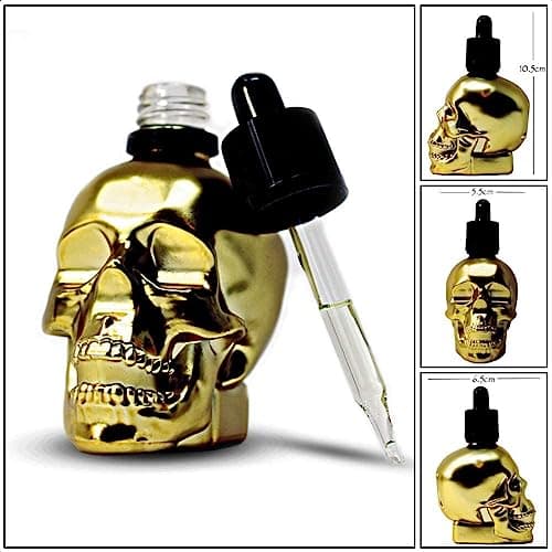 Huile de Barbe Golden Skull - Encens d'Oliban & Myrrhe 60ml - Naturelle & Bio - Adoucit, Revitalise, Met Fin aux Démangeaisons et aux Pellicules de Barbe, Favorise la Croissance et la Densité