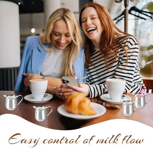 Bieiyhe 4 Pièces Pichet Lait Inox 90ml,Pot a Lait Avec PoignéE,Cruche de Lait Petite,Pichet Crémier Mini,Tasse à Sauce Acier,Milk Pitcher en Acier Inoxydable,Pichet pour Cappuccino pour Amateurs Café