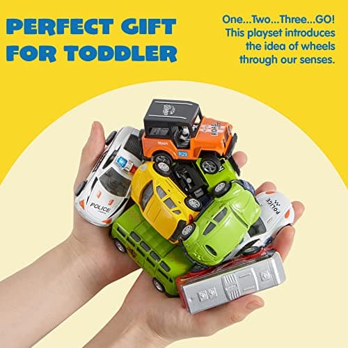 JOYIN 20 Pièces à Tirer en Métal moulé sous Pression Jouet Modèle de Voiture Ensemble de Véhicule pour Les Tout-Petits, Filles et Garçons Enfants Jeu de Voiture Ensemble