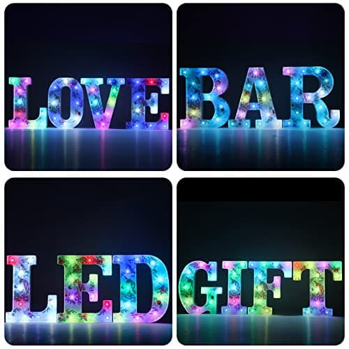 Beality Lettres Lumineuses, Licorne LED 18 Couleurs Changeantes 26 Lettres Lumineuse, Licorne Lumineuses pour Femme Filles Cadeau Anniversaire Noël Chambre à Coucher Fête Décoration (2)
