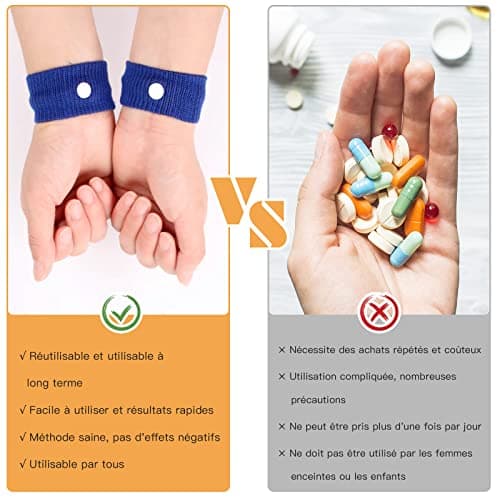 VEGCOO 7 Paires Bracelets Anti-Nausées pour le mal de mer et mal des transports, Bande de Poignet D'acupression, Bracelet Anti Nausée Sans Effets Secondaires pour Enfants, Grossesse, Vacances Voyage